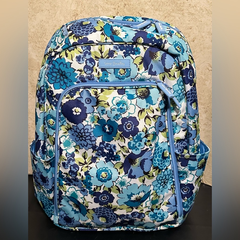 Vera Bradley XL Backpack -  Blue Floral Laptop Backpack NWOT